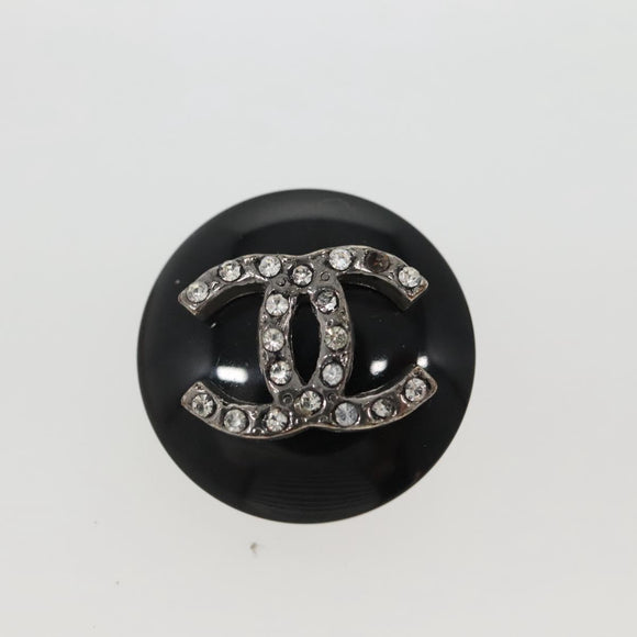 CHANEL Earring Plastic Black CC Auth bs28248