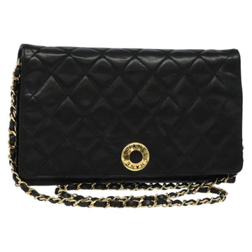 CHANEL Matelasse Chain Shoulder Bag Lamb Skin Black Gold CC Auth bs28257