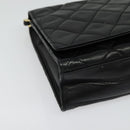 CHANEL Matelasse Chain Shoulder Bag Lamb Skin Black Gold CC Auth bs28257-14