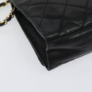 CHANEL Matelasse Chain Shoulder Bag Lamb Skin Black Gold CC Auth bs28257-16