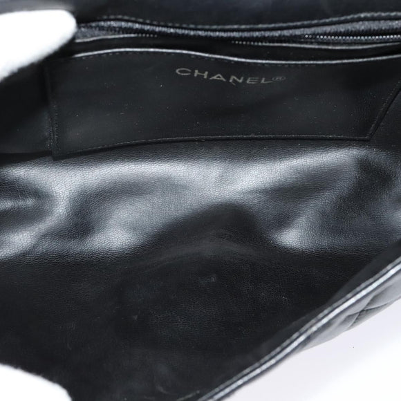 CHANEL Matelasse Chain Shoulder Bag Lamb Skin Black Gold CC Auth bs28257