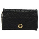 CHANEL Matelasse Chain Shoulder Bag Lamb Skin Black Gold CC Auth bs28257-13
