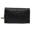 CHANEL Matelasse Chain Shoulder Bag Lamb Skin Black Gold CC Auth bs28257-2
