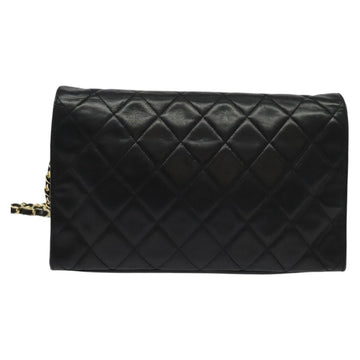 CHANEL Matelasse Chain Shoulder Bag Lamb Skin Black Gold CC Auth bs28257 - 0