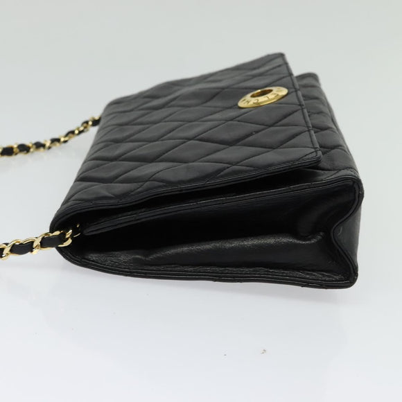CHANEL Matelasse Chain Shoulder Bag Lamb Skin Black Gold CC Auth bs28257