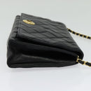 CHANEL Matelasse Chain Shoulder Bag Lamb Skin Black Gold CC Auth bs28257-4