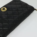 CHANEL Matelasse Chain Shoulder Bag Lamb Skin Black Gold CC Auth bs28257-6