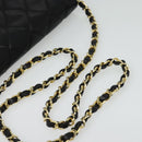CHANEL Matelasse Chain Shoulder Bag Lamb Skin Black Gold CC Auth bs28257-7