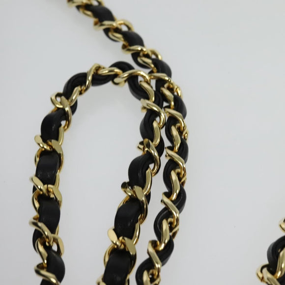 CHANEL Matelasse Chain Shoulder Bag Lamb Skin Black Gold CC Auth bs28257