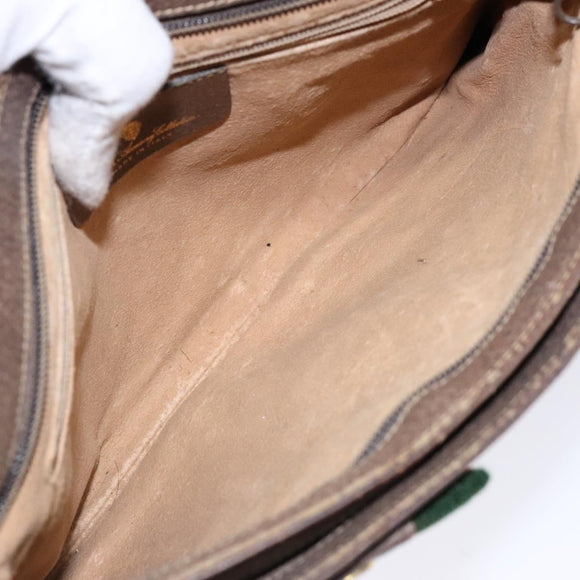 GUCCI GG Supreme Chain Clutch Bag PVC Beige Gold Auth bs28268