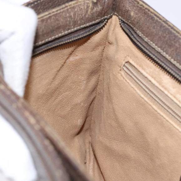 GUCCI GG Supreme Chain Clutch Bag PVC Beige Gold Auth bs28268