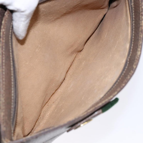 GUCCI GG Supreme Chain Clutch Bag PVC Beige Gold Auth bs28268