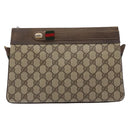 GUCCI GG Supreme Chain Clutch Bag PVC Beige Gold Auth bs28268-13