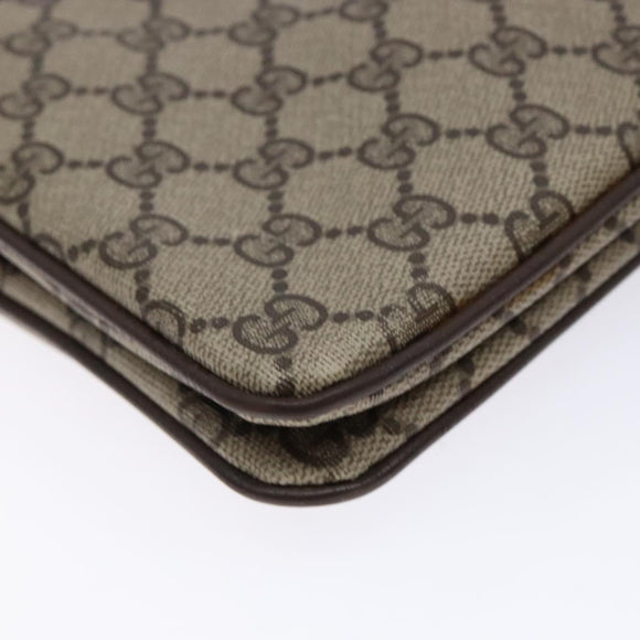 GUCCI GG Supreme Chain Clutch Bag PVC Beige Gold Auth bs28268