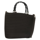 GUCCI Bamboo Hand Bag Nylon Leather 2way Brown Silver 000 1998 0588 Auth bs28273-1