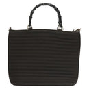 GUCCI Bamboo Hand Bag Nylon Leather 2way Brown Silver 000 1998 0588 Auth bs28273-13