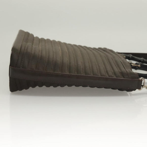 GUCCI Bamboo Hand Bag Nylon Leather 2way Brown Silver 000 1998 0588 Auth bs28273