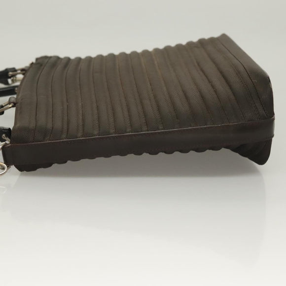 GUCCI Bamboo Hand Bag Nylon Leather 2way Brown Silver 000 1998 0588 Auth bs28273