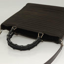 GUCCI Bamboo Hand Bag Nylon Leather 2way Brown Silver 000 1998 0588 Auth bs28273-6
