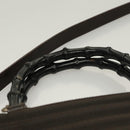 GUCCI Bamboo Hand Bag Nylon Leather 2way Brown Silver 000 1998 0588 Auth bs28273-14