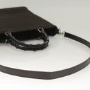 GUCCI Bamboo Hand Bag Nylon Leather 2way Brown Silver 000 1998 0588 Auth bs28273-8