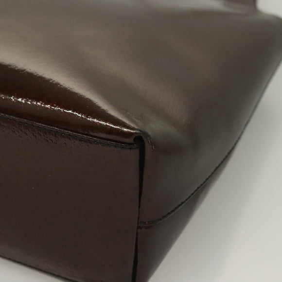 GUCCI Shoulder Bag Enamel Brown Silver 001 2058 3021 Auth bs28279