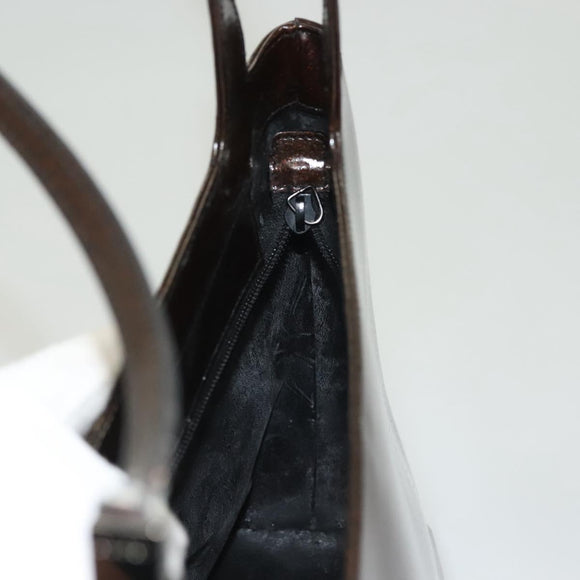 GUCCI Shoulder Bag Enamel Brown Silver 001 2058 3021 Auth bs28279