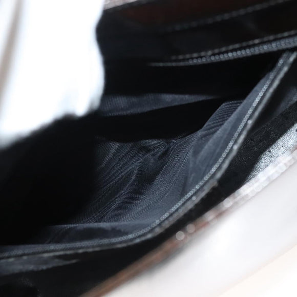 GUCCI Shoulder Bag Enamel Brown Silver 001 2058 3021 Auth bs28279