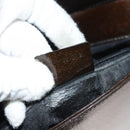 GUCCI Shoulder Bag Enamel Brown Silver 001 2058 3021 Auth bs28279-12