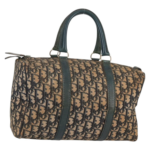 Christian Dior Trotter Canvas Boston Bag Navy Silver Auth bs28283