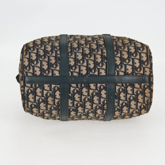 Christian Dior Trotter Canvas Boston Bag Navy Silver Auth bs28283