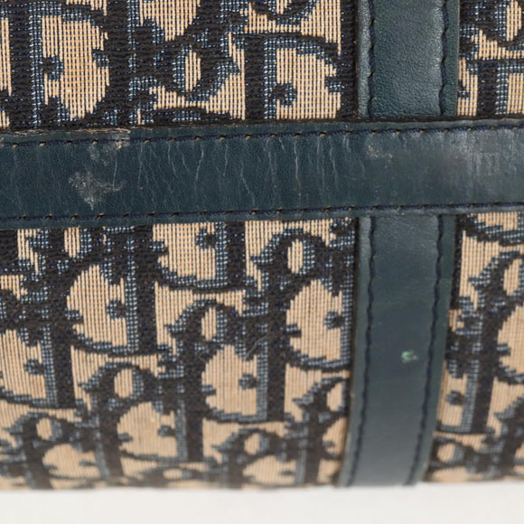 Christian Dior Trotter Canvas Boston Bag Navy Silver Auth bs28283