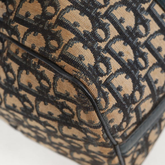 Christian Dior Trotter Canvas Boston Bag Navy Silver Auth bs28283