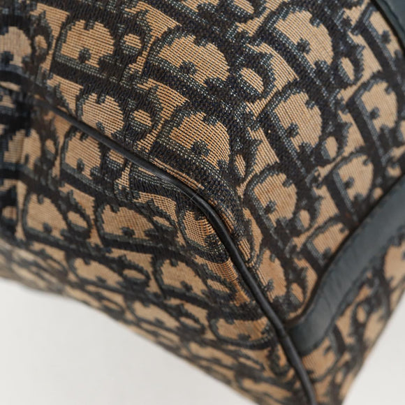 Christian Dior Trotter Canvas Boston Bag Navy Silver Auth bs28283