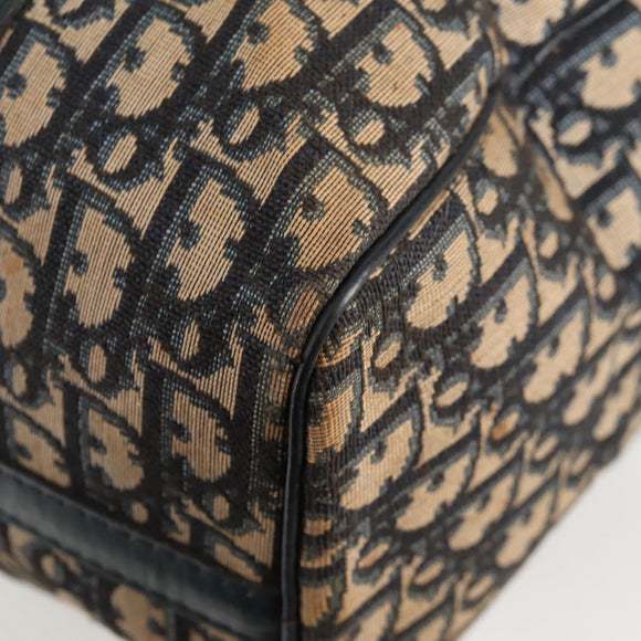 Christian Dior Trotter Canvas Boston Bag Navy Silver Auth bs28283