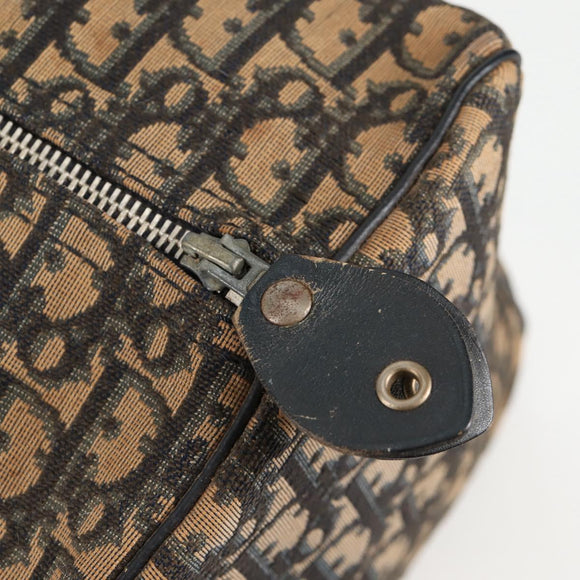 Christian Dior Trotter Canvas Boston Bag Navy Silver Auth bs28283