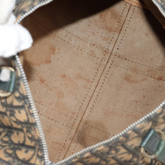 Christian Dior Trotter Canvas Boston Bag Navy Silver Auth bs28283