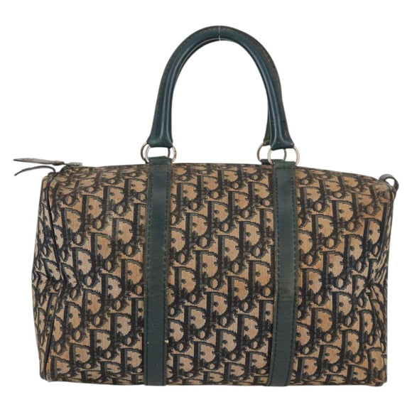 Christian Dior Trotter Canvas Boston Bag Navy Silver Auth bs28283