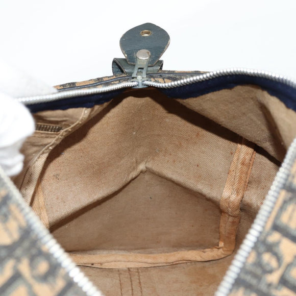 Christian Dior Trotter Canvas Boston Bag Navy Silver Auth bs28283