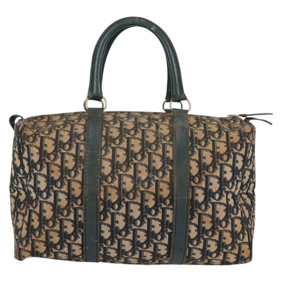 Christian Dior Trotter Canvas Boston Bag Navy Silver Auth bs28283