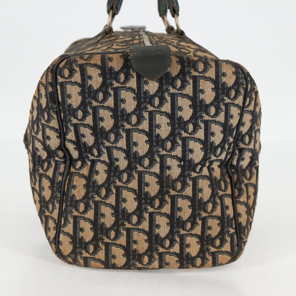 Christian Dior Trotter Canvas Boston Bag Navy Silver Auth bs28283