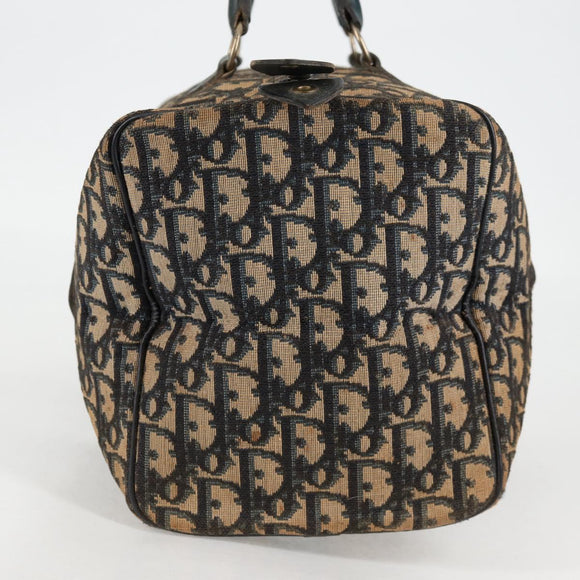 Christian Dior Trotter Canvas Boston Bag Navy Silver Auth bs28283
