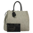 FENDI Tote Bag Wool Gray Silver Auth bs28290-1