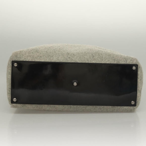 FENDI Tote Bag Wool Gray Silver Auth bs28290