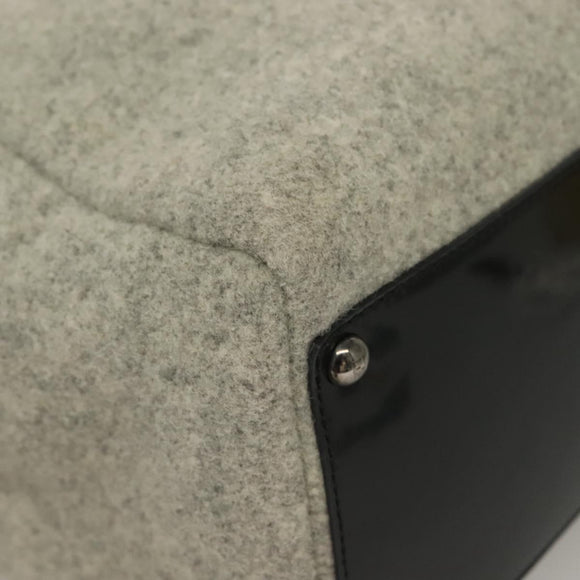 FENDI Tote Bag Wool Gray Silver Auth bs28290