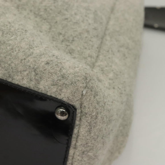 FENDI Tote Bag Wool Gray Silver Auth bs28290