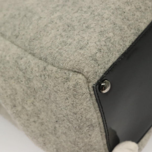 FENDI Tote Bag Wool Gray Silver Auth bs28290