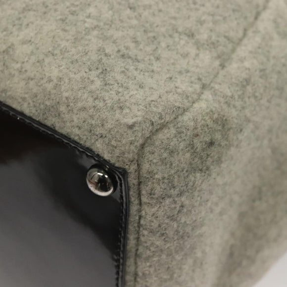 FENDI Tote Bag Wool Gray Silver Auth bs28290