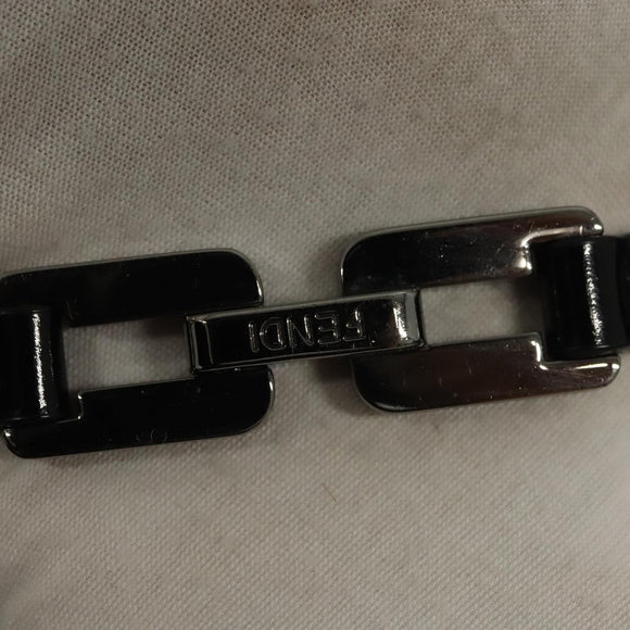 FENDI Tote Bag Wool Gray Silver Auth bs28290