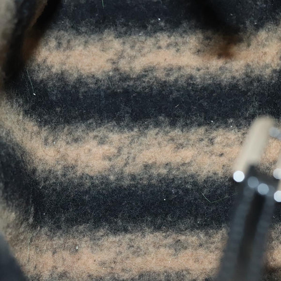 FENDI Tote Bag Wool Gray Silver Auth bs28290